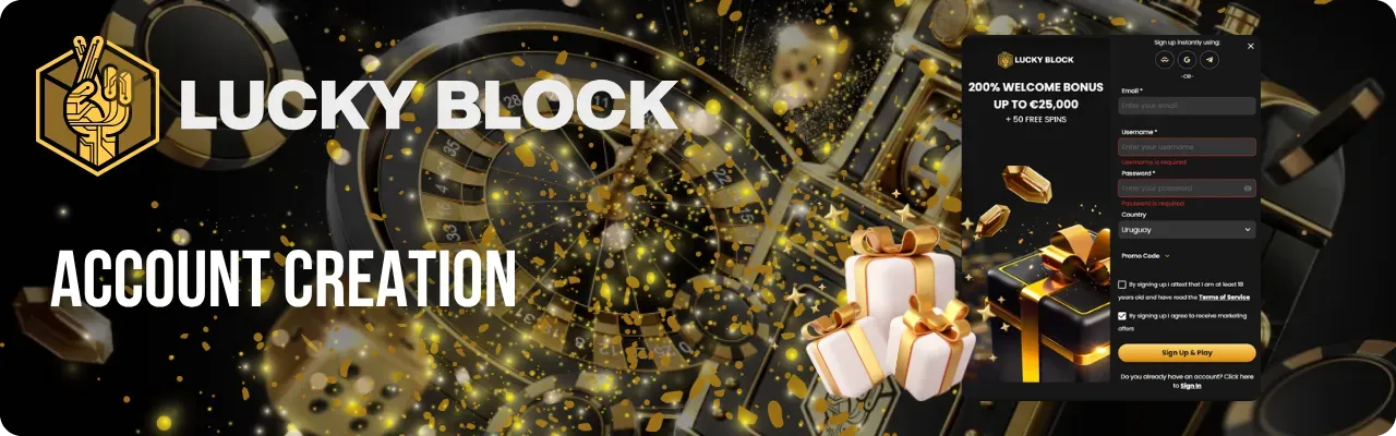 Account Creation in Lucky Block casino